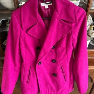 Women's Pink Double-Breasted Pea Coat